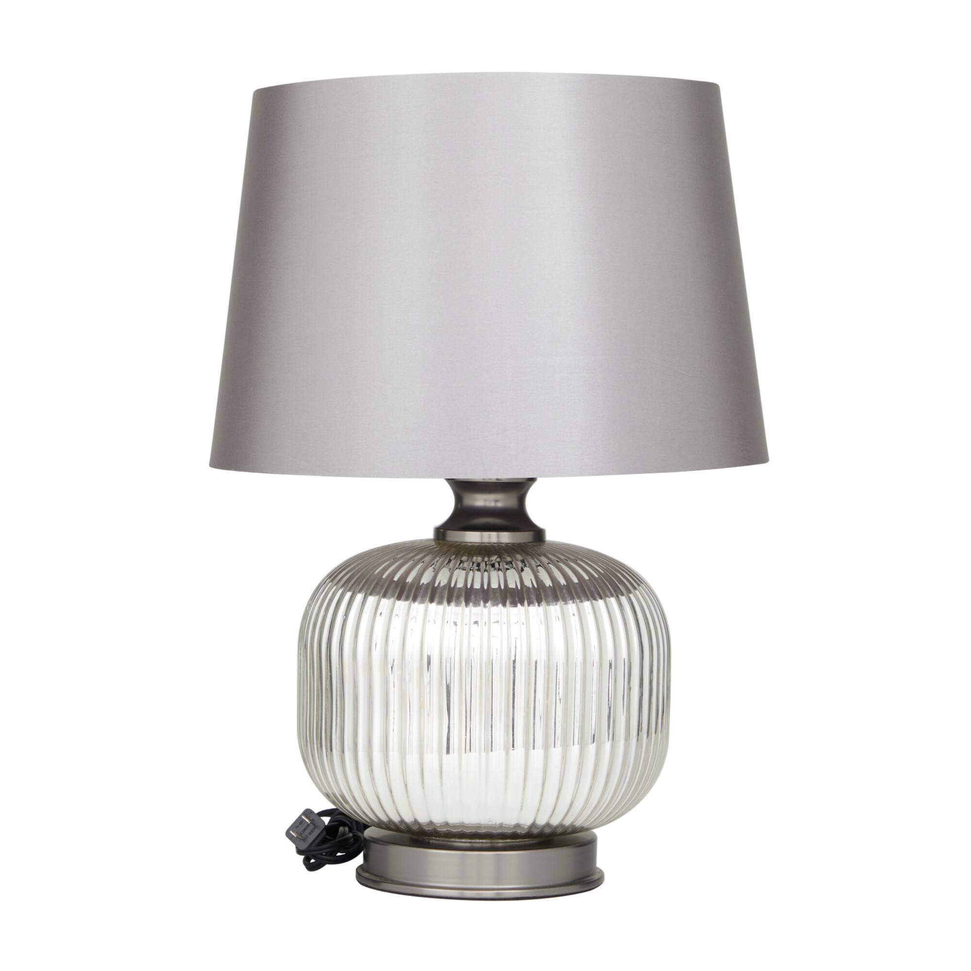 Grey Glass Modern Accent Lamp, 15" x 15" x 21"